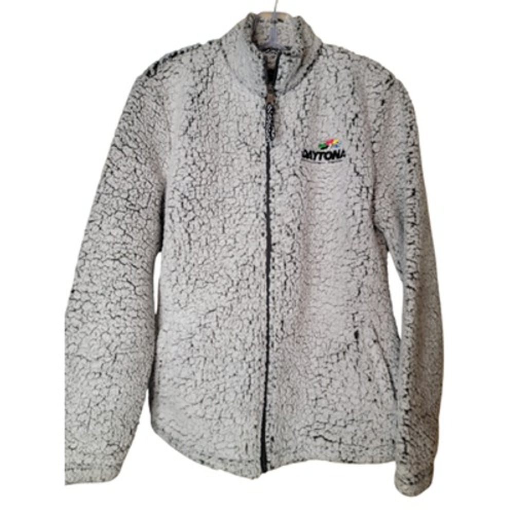 Daytona International Speedway Sherpa Zip Sweater Gray M Medium